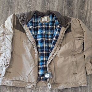 Legendary Whitetails Men's Tan Jacket with Blue Plaid Interior
